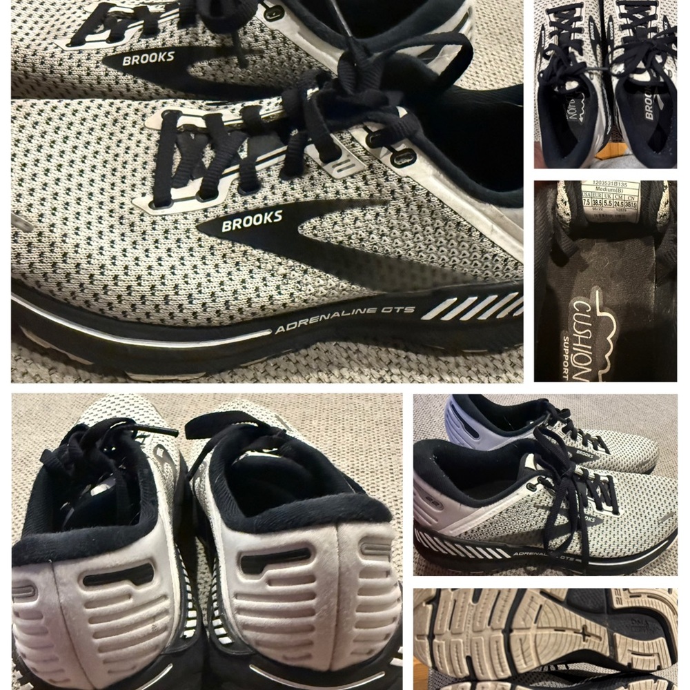 Brooks Adrenaline GTS Black and White Sneakers